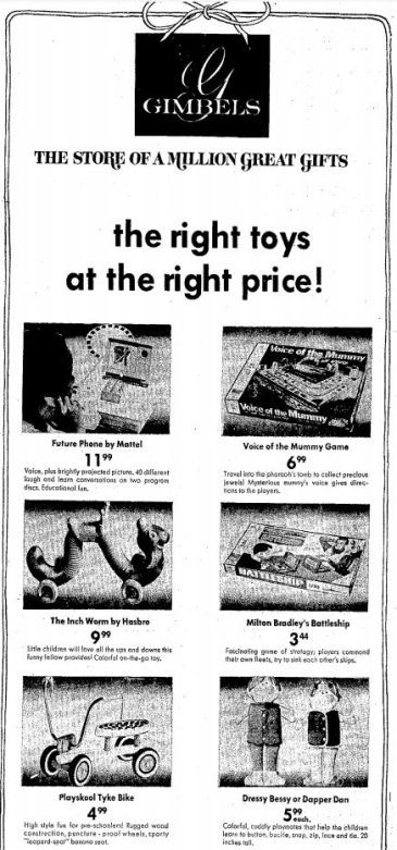 Wisconsin State Journal toy ads: 1970s